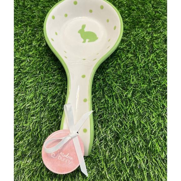 Terramoto Ceramic Spring Easter Bunny Polka Dotty Kitchen Tool‎ Table Spoon Rest - Picture 4 of 4